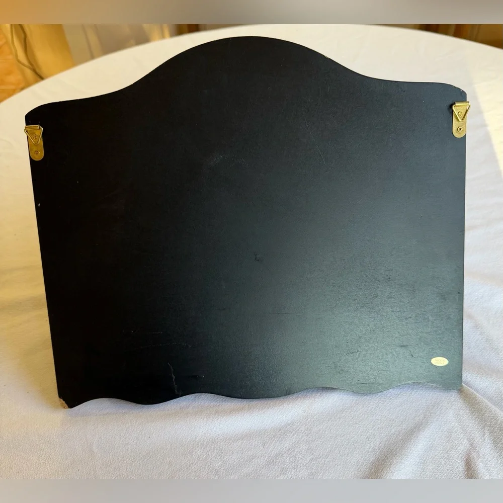 VTG Wall-Mounted Black Wooden Organizer with Hooks and Drawers